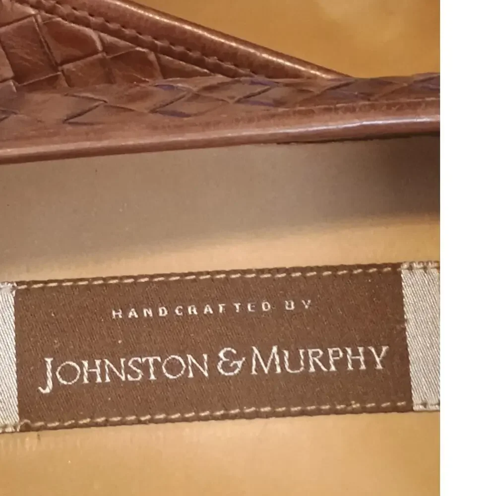Men's  Johnston & Murphy Woven Leather Cognac Penny Loafers - Size 9.5 M